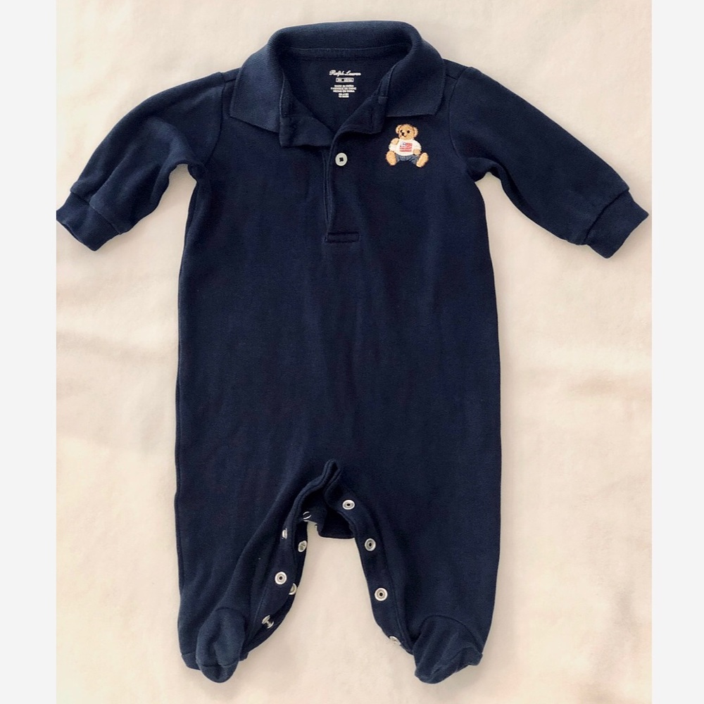 Ralph Lauren Classic Teddy Navy Onesie 3 Months